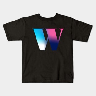 Capital Letter W Monogram Gradient Pink Blue White Kids T-Shirt